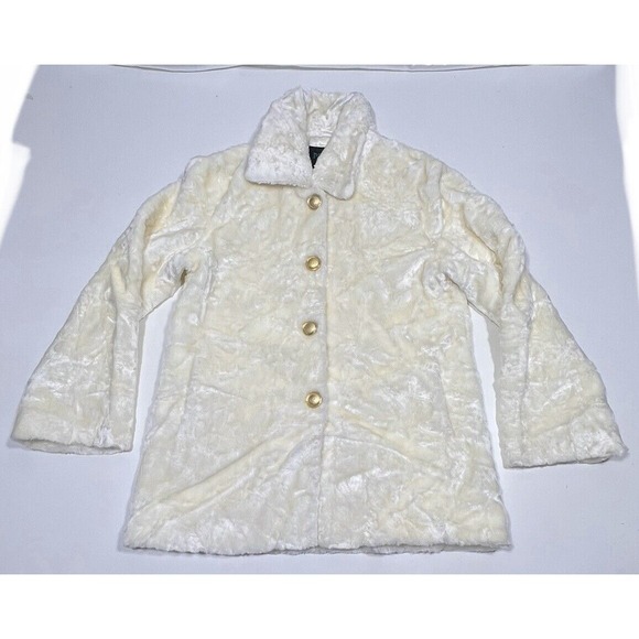 Pacific Rose Cream Faux Fur with Buttons Women's Jacket Small - Picture 5 of 11